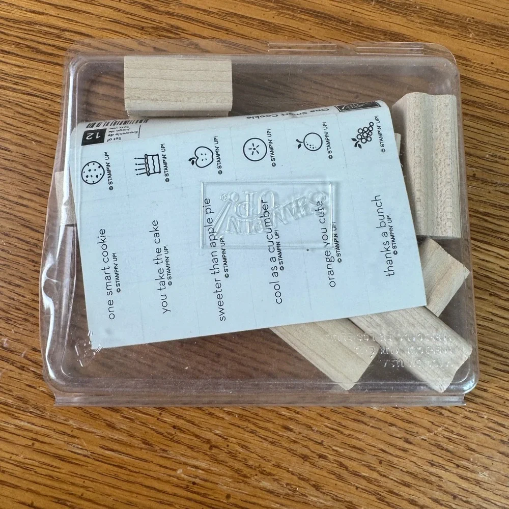 Stampin Up One Smart Cookie Wood Mount Rubber Stamp Set of 12 Punny Food Phrases